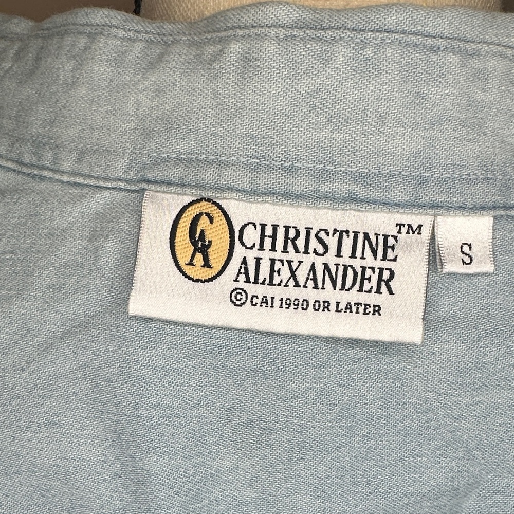 Christine Alexander Denim Shirt with Swarovski Crystal Accents-New With Tags - Picture 8 of 9